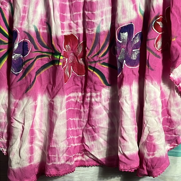 Pink and White Floral Embroidered Swim Coverup - Picture 3 of 5